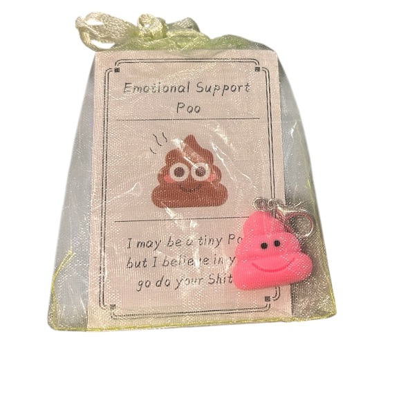 Humorous Key/Purse Charm With Card & Gift Bag Emotional Support Poo 💩 - Picture 1 of 4